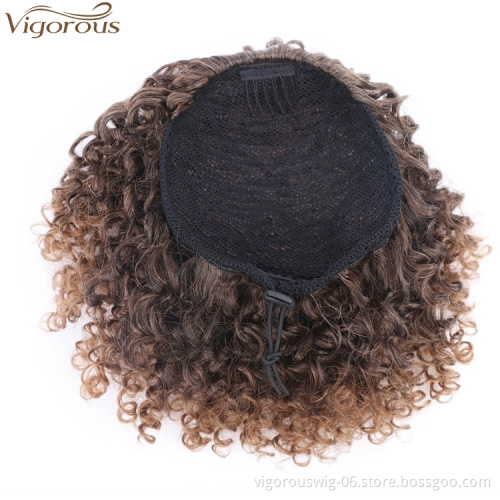 Vigorous Afro Drawstring Ponytail Kinky Curly Ponytail Hair Synthetic Curly Puffs Ponytail Extensions for Black Women